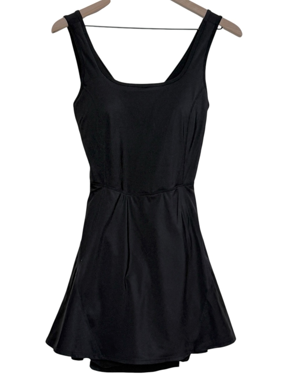 Halara SoftlyZero Airy U Neck 2-in-1 Pocket Mini Active Dress Medium Dance Black